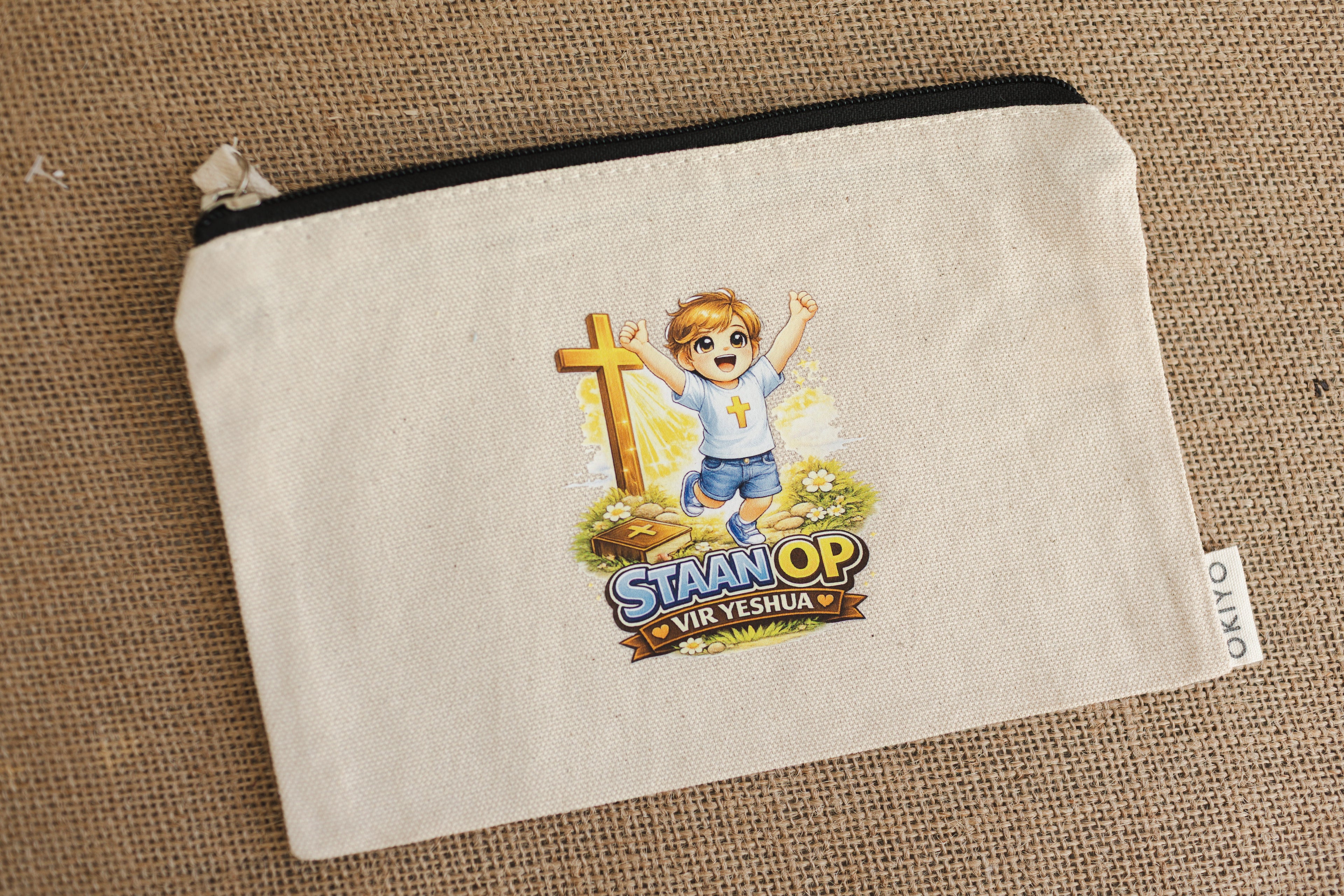 Kids Linen Pencil Case – “Staan Op vir Yeshua”