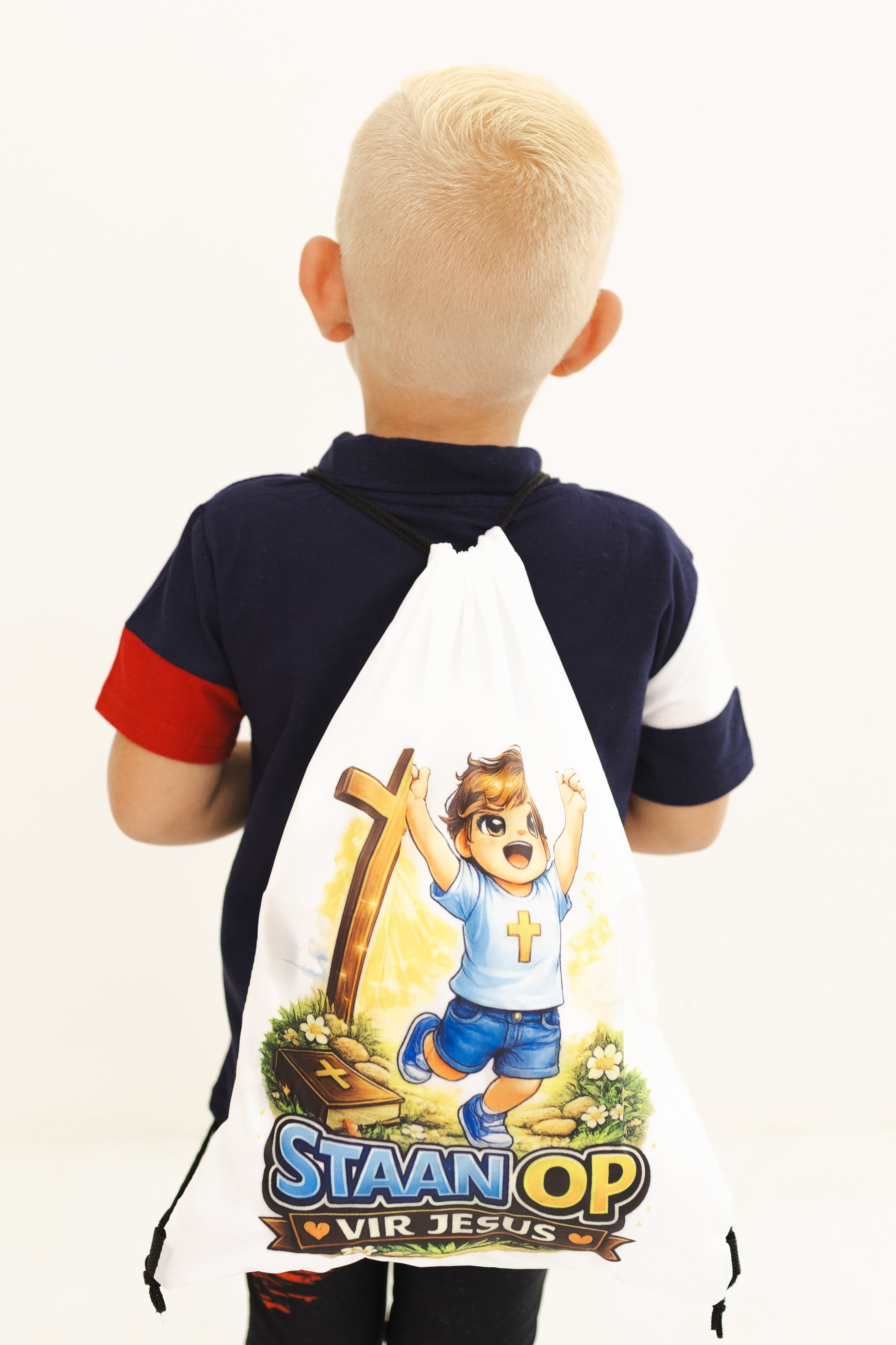 Kids Drawstring Bag – “Staan Op vir Jesus” (Boy Design)