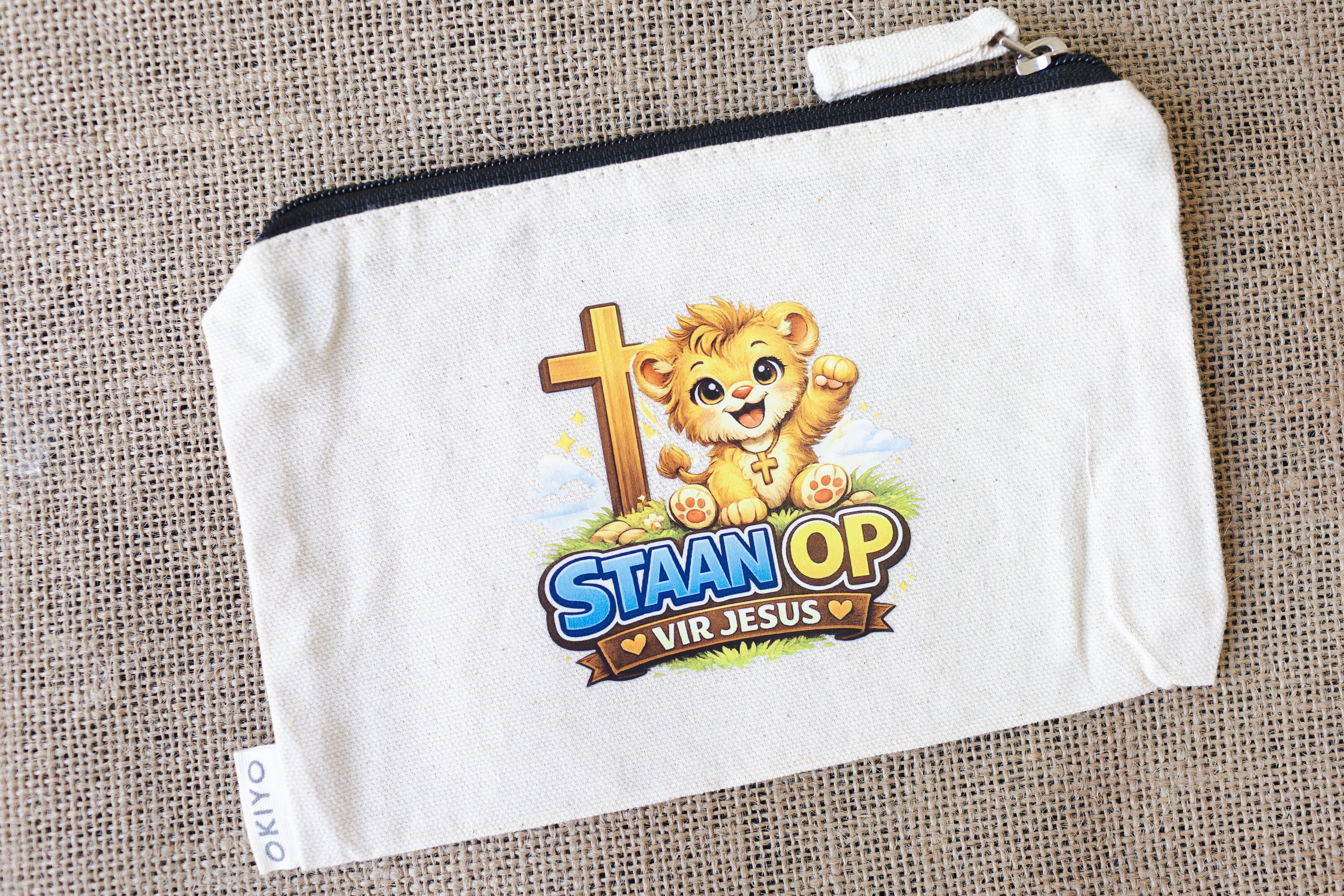 Kids Linen Pencil Case – “Staan Op vir Jesus”