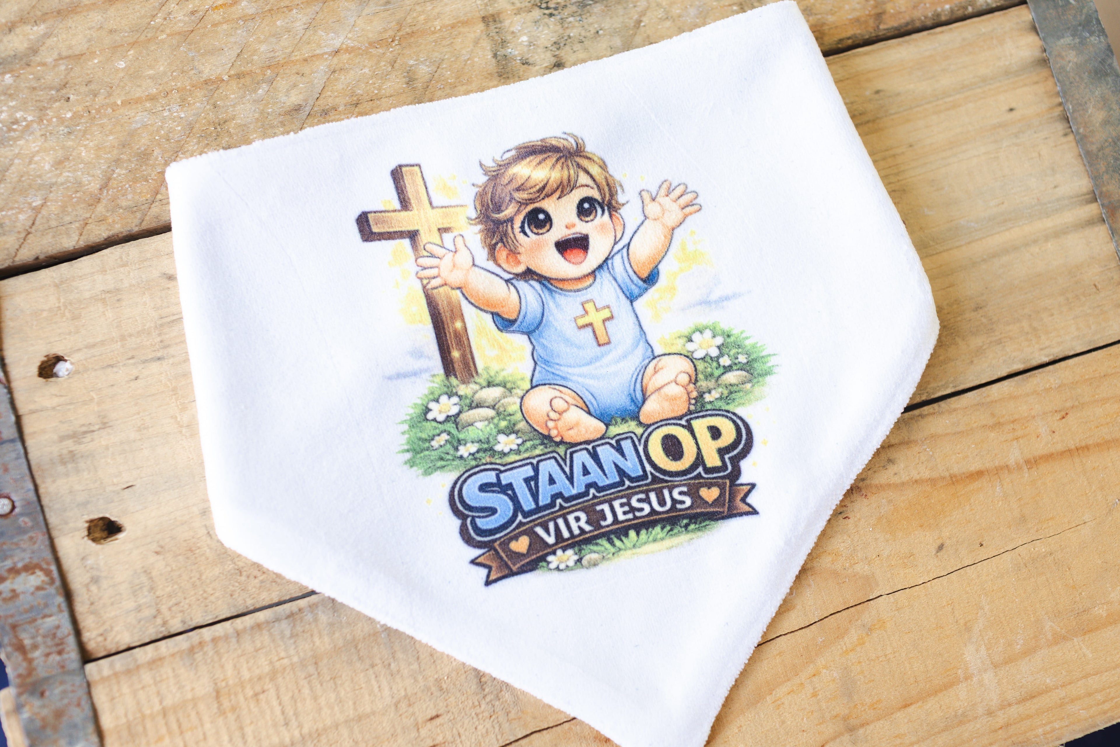 Baby Bib – “Staan Op vir Jesus” (Sublimated)