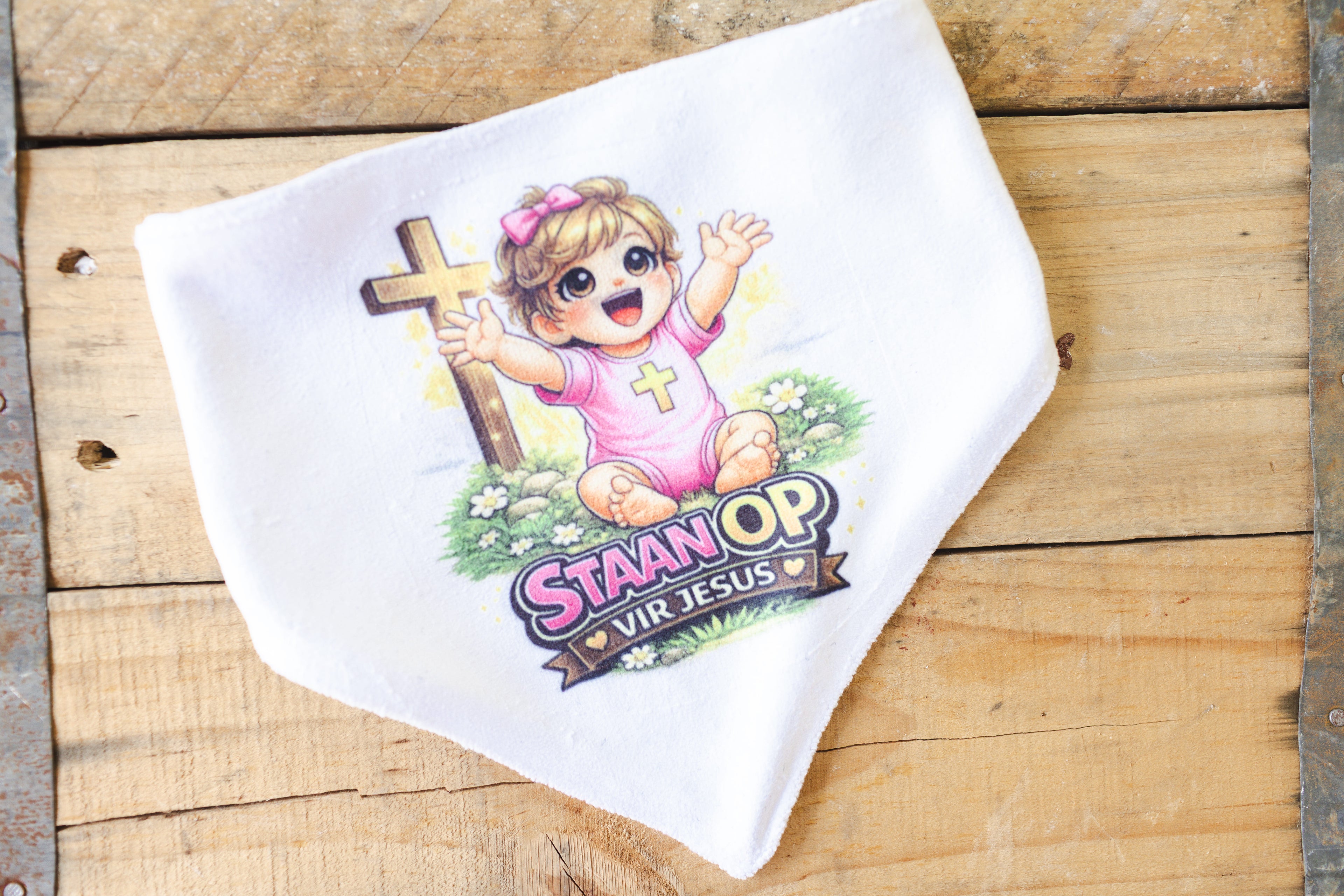 Baby Bib – “Staan Op vir Jesus” (Sublimated)