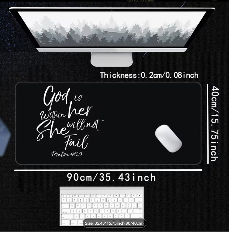 Gaming Desk Pad/Mat XXL - God is within her She will not fail