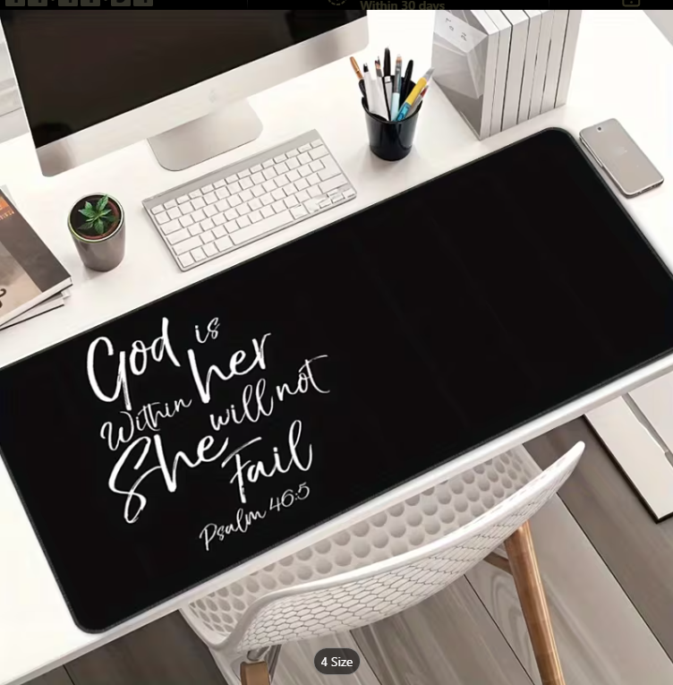 Gaming Desk Pad/Mat XXL - God is within her She will not fail